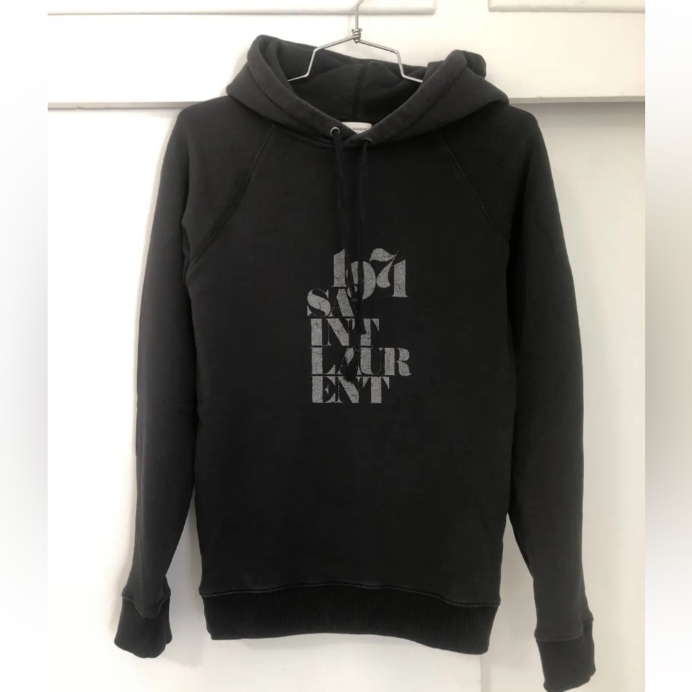 SAINT LAURENT WOMEN'S 1971 SAINT LAURENT LOGO HOODIE SIZE XS MADE IN FRANCE